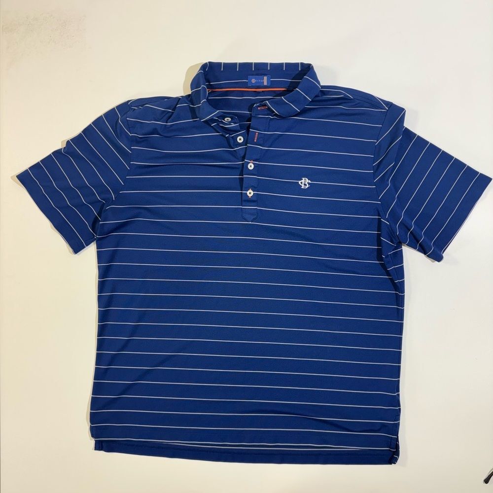 Stitch Blue Striped Golf Polo Shirt - XL